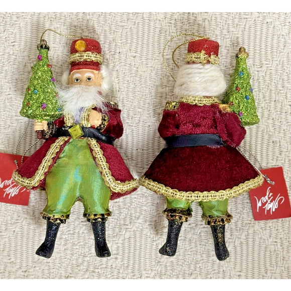 2 Katherine’s Collection Ornaments NWT Nutcrackers / Santa Holding Tree 6" - Picture 5 of 8